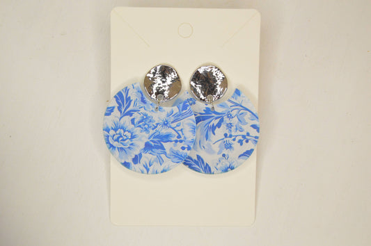 Preppy Blue Chinoiserie Earrings