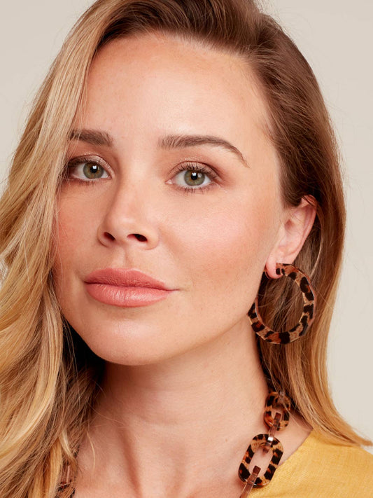 ZENZII - Large Resin Textured Leopard Hoop Earring Jewelry