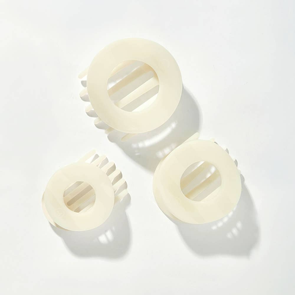 TELETIES - Coconut White | Large | Flat Circle Hair Clip