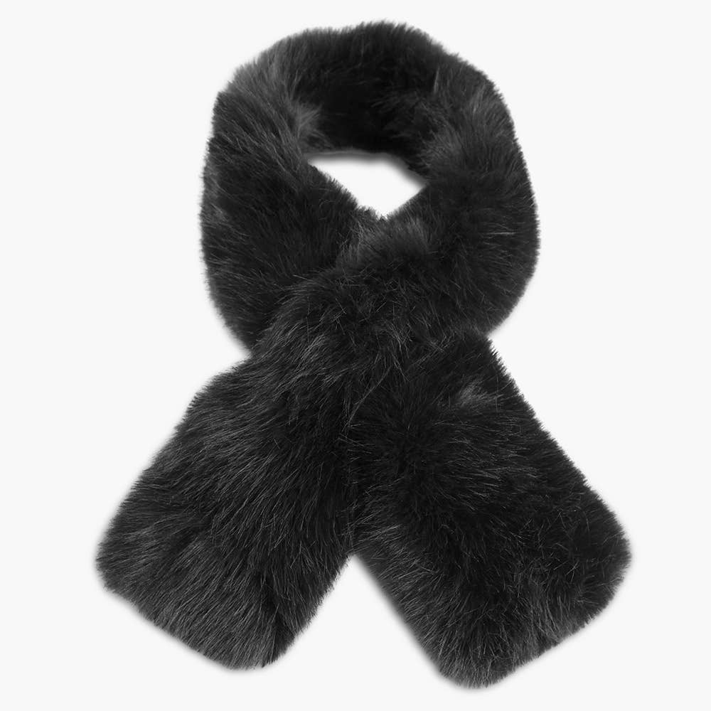 Solid Faux Fur Pull-Through Winter Scarf