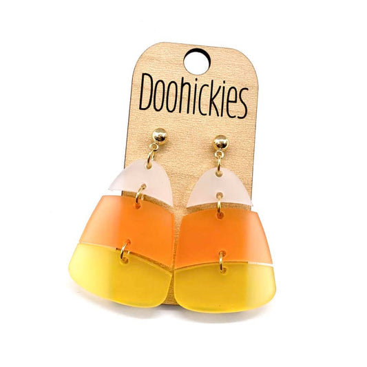 Candy Corn Acrylic Dangles - Halloween Earrings