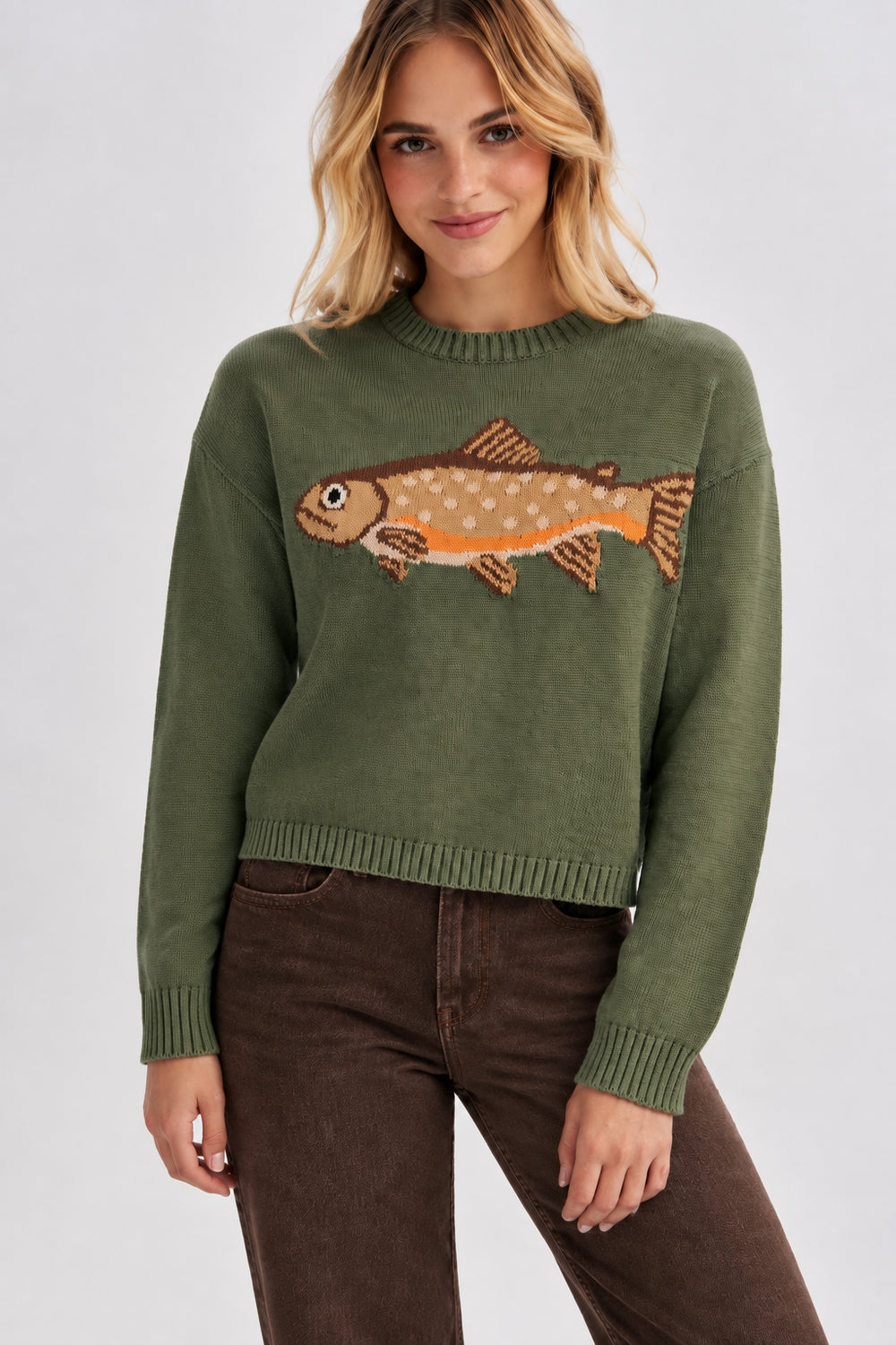 Fish Graphic Crewneck Sweater