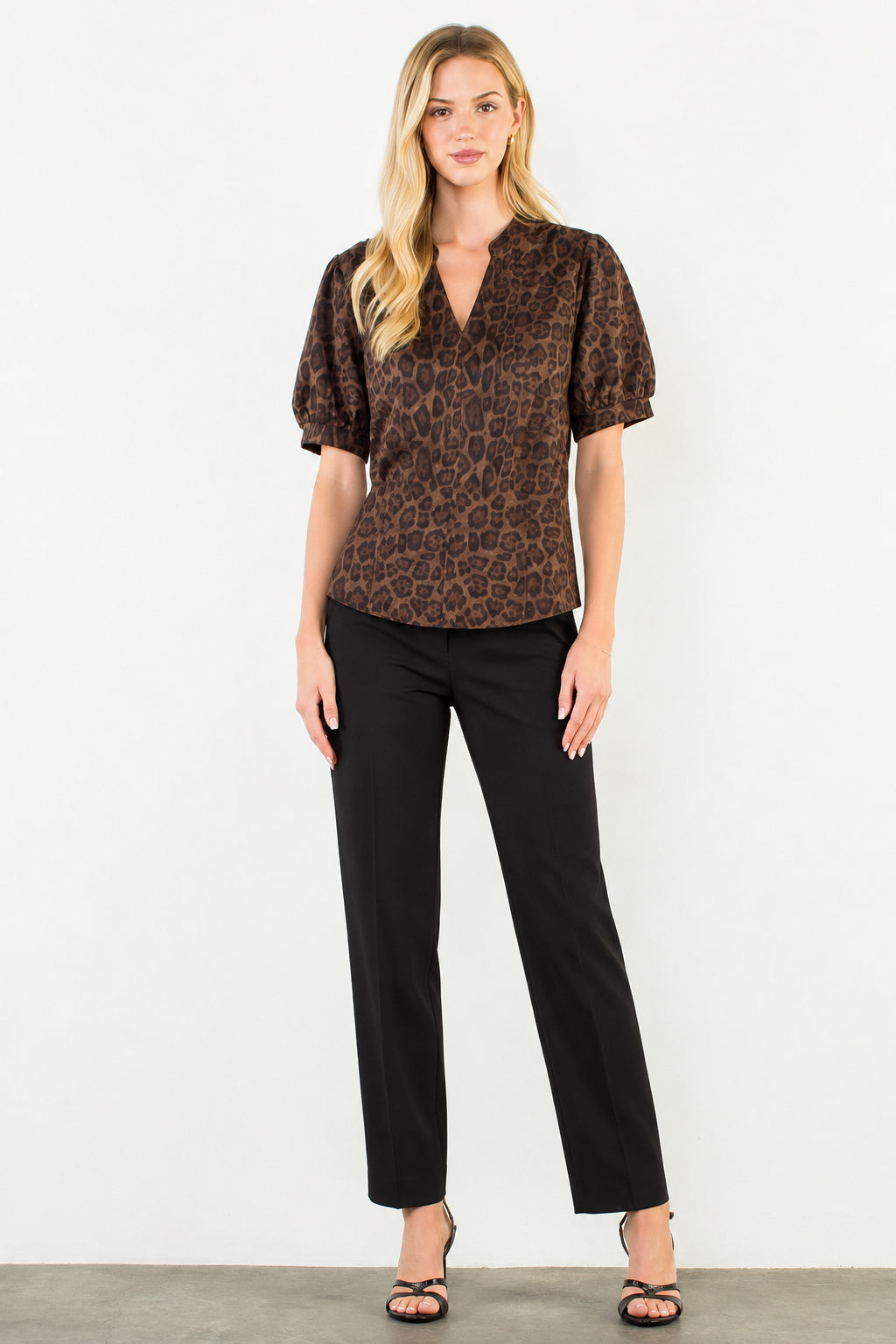 THML Suede Animal Print Top