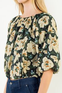 THML Floral Cinched Waist Top