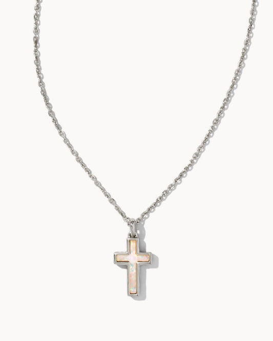 Cross Pendant Necklace Rhodium