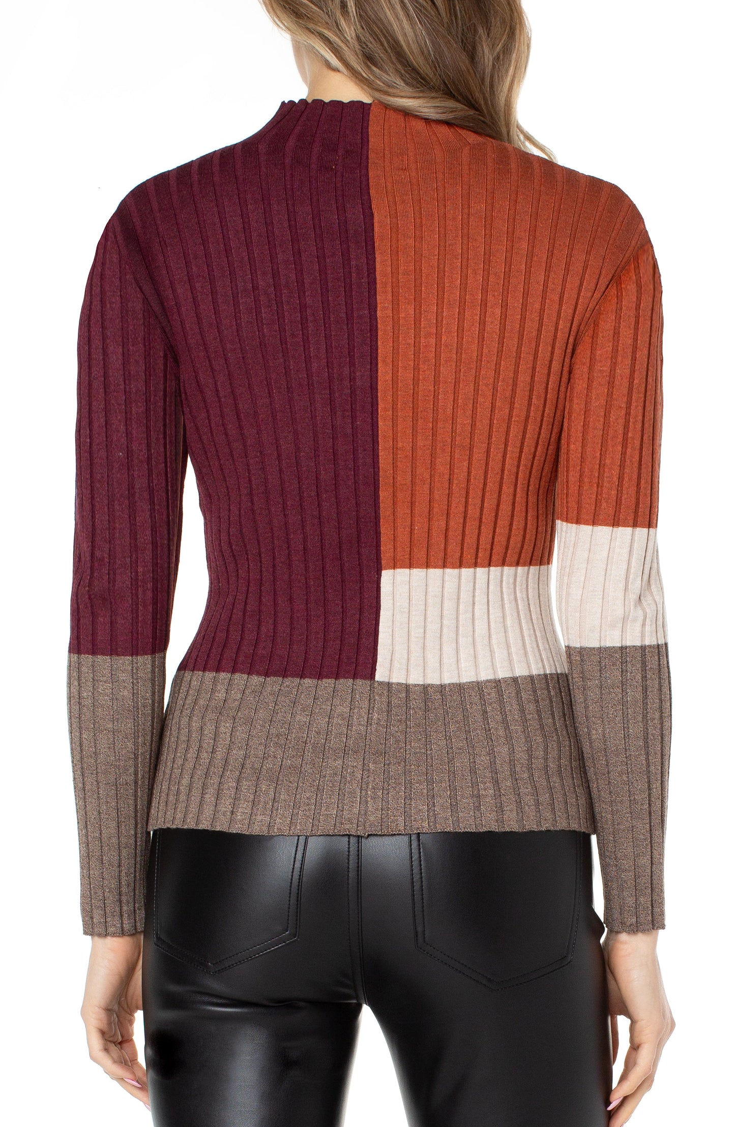 Mock Neck Colorblock Pullover