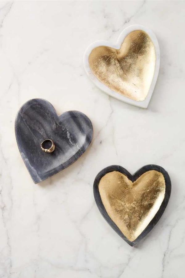 Marble Foil Heart Trinket Tray