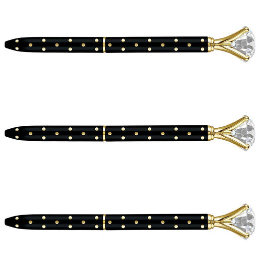 Gem Pen - Black Gold Polka Dots