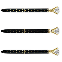 Gem Pen - Black Gold Polka Dots