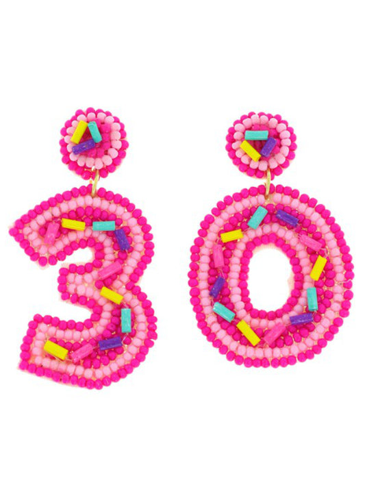 30 Birthday Seed Bead Earrings