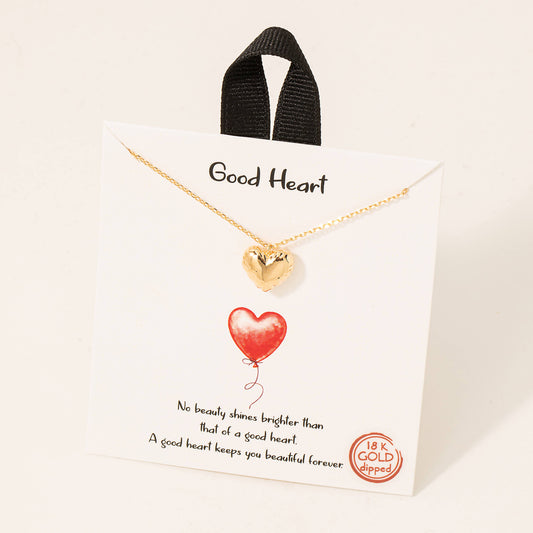 Metallic Good Heart Pendant Necklace