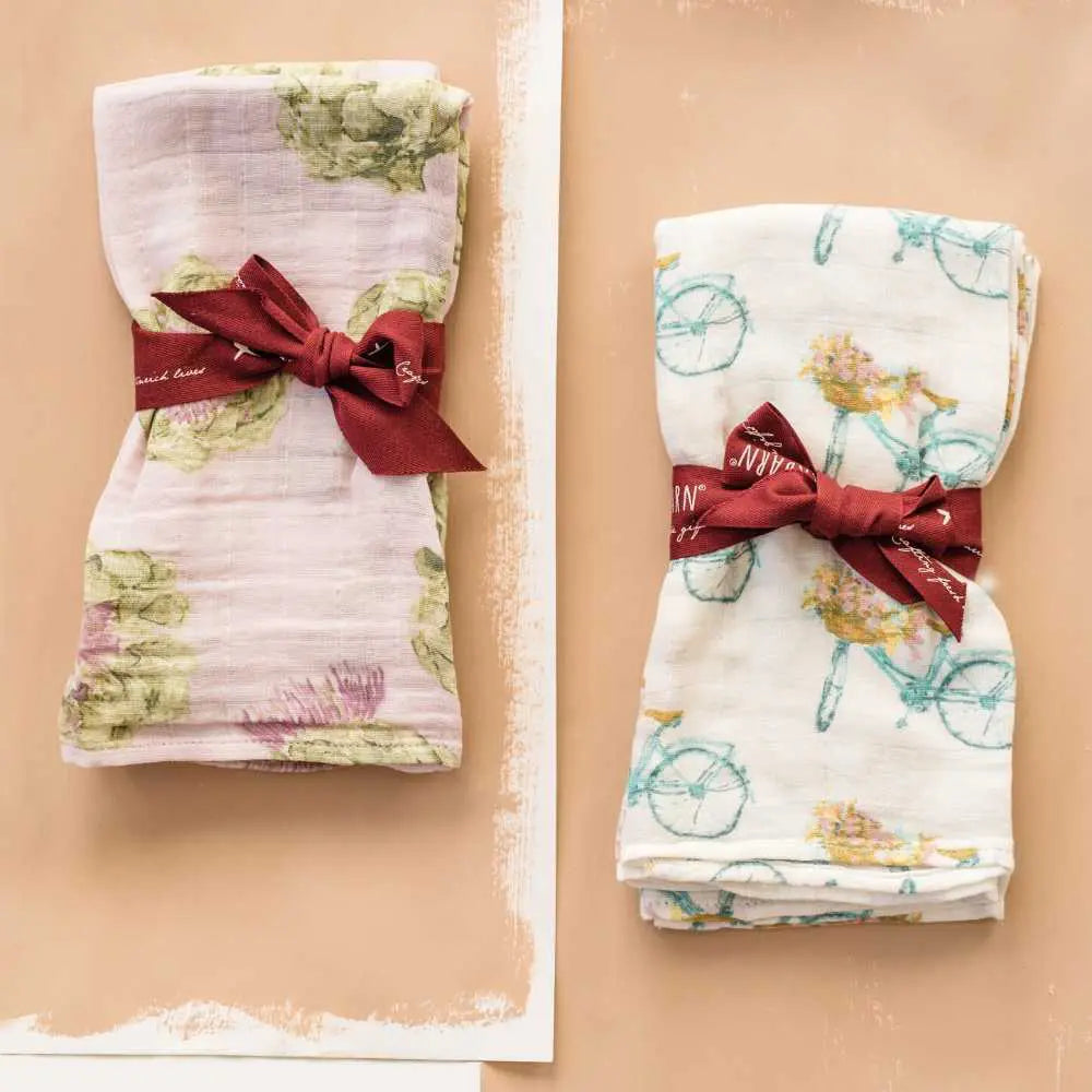 Vintage Balloons Organic Cotton Muslin Two-Piece Burp Cloth Set