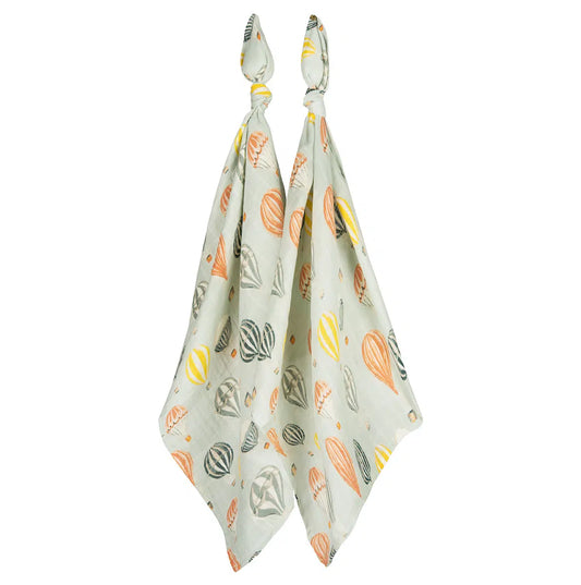 Vintage Balloons Organic Cotton Muslin Two-Piece Burp Cloth Set