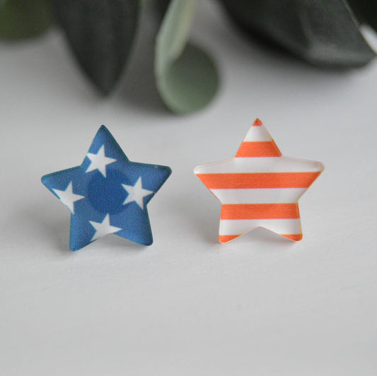 Patriotic Stars And Stripes Stud Earrings