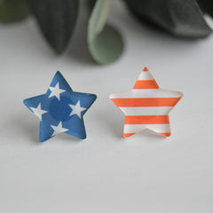 Patriotic Stars And Stripes Stud Earrings
