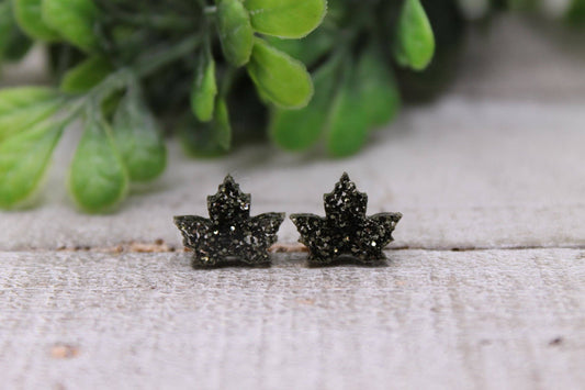 Glitter Autumn Leaves Stud Earrings