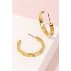 Medium Rhinestone Studded Hoop Earrings