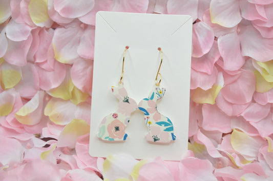 Floral Easter Bunny Acrylic Earrings