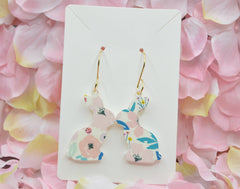 Floral Easter Bunny Acrylic Earrings
