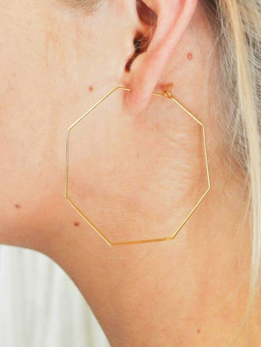 Gold Plated Octagon Hoops