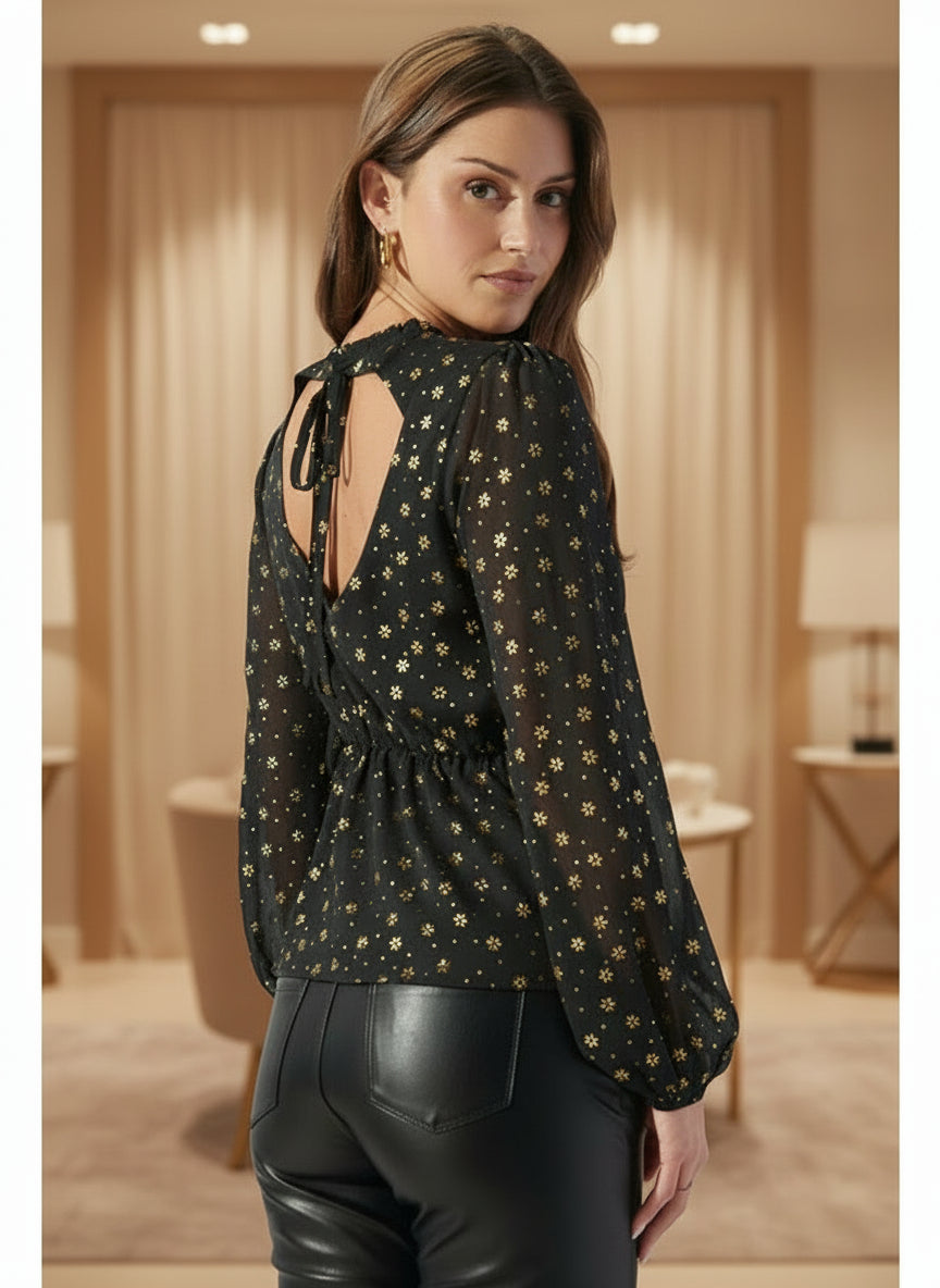 Chandra Gold Snowflake Blouse
