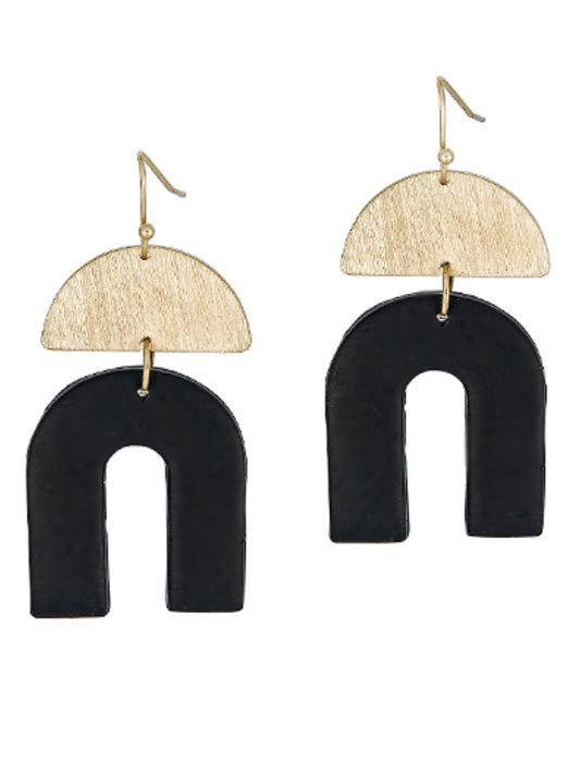 Clay U & Half Moon Earrings