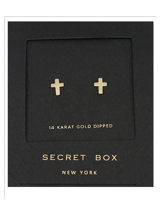 Secret Box Cross Stud Earring