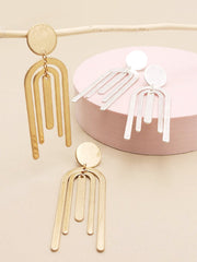Double U Drop Circle Post Earrings