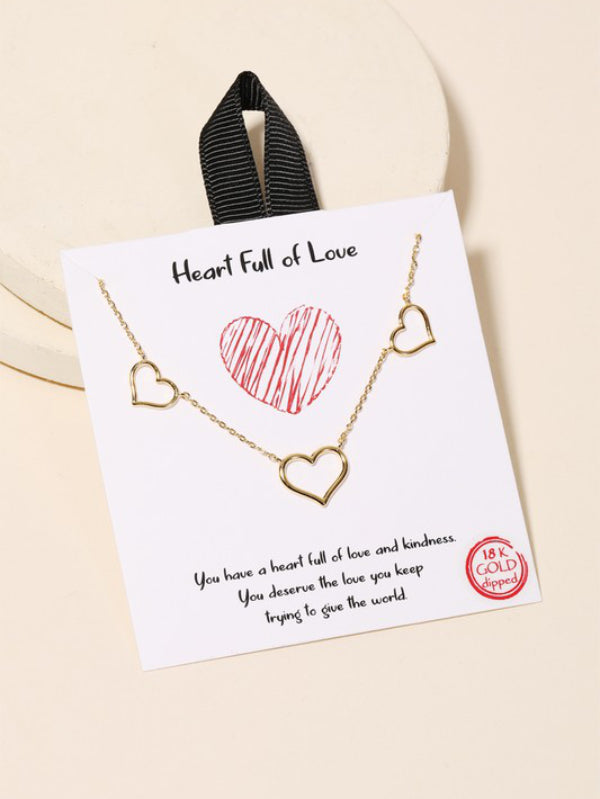 Dainty Heart Cutout Station Necklace