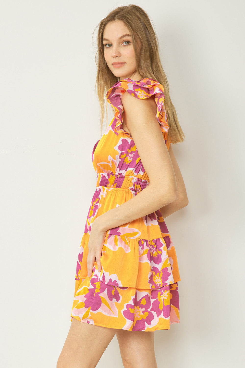 Madison Satin Floral Print Dress