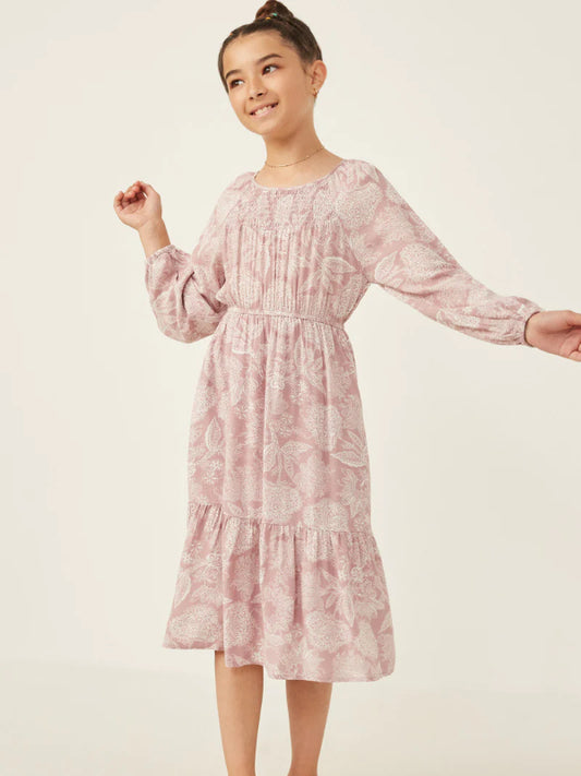 Girls Botanical Paisley Smock Detailed Dress