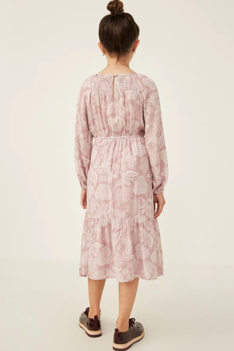 Girls Botanical Paisley Smock Detailed Dress