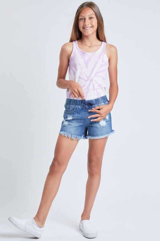 Girls Denim Fray Hem Shorts