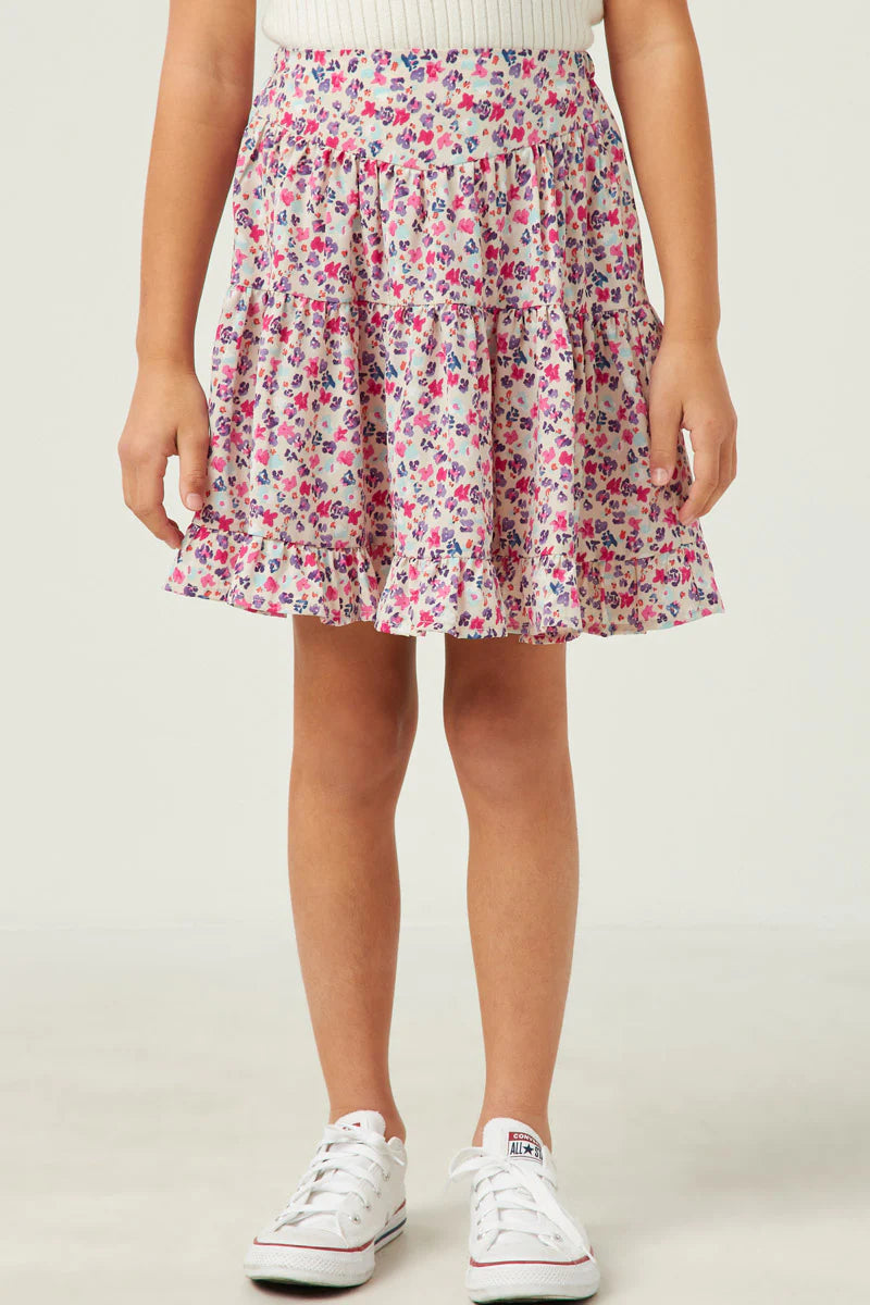 Girls Ditsy Floral Ruffled Tiered Skirt