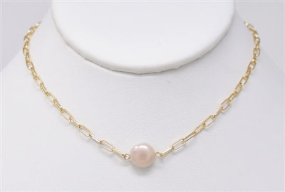 Gold Chain with Freshwater Pearl Necklace