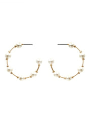 Gold Hoop with Pearl Earrings