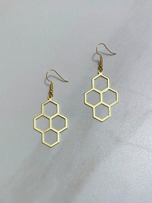 Gold Plated Honeycomb Earrings