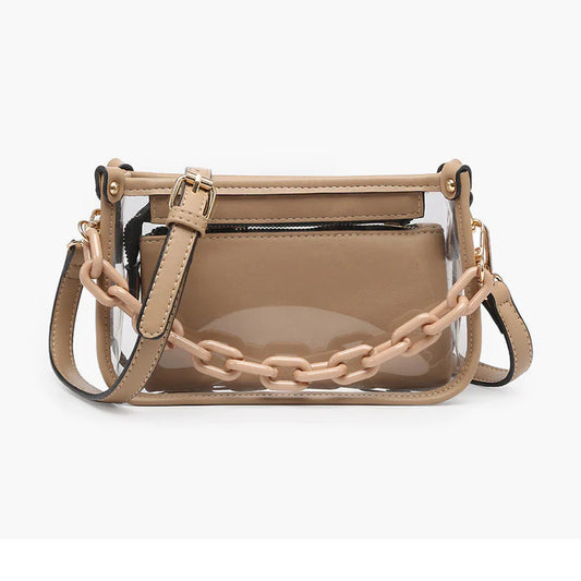 Taupe Jessica Clear Crossbody