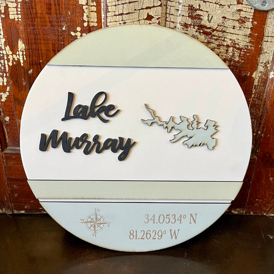 20" Round Wood Lake Murray Sign