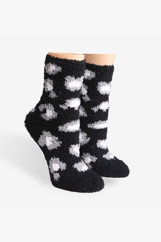 Leopard Print Fuzzy Socks