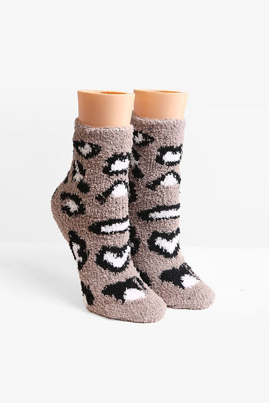 Leopard Print Fuzzy Socks