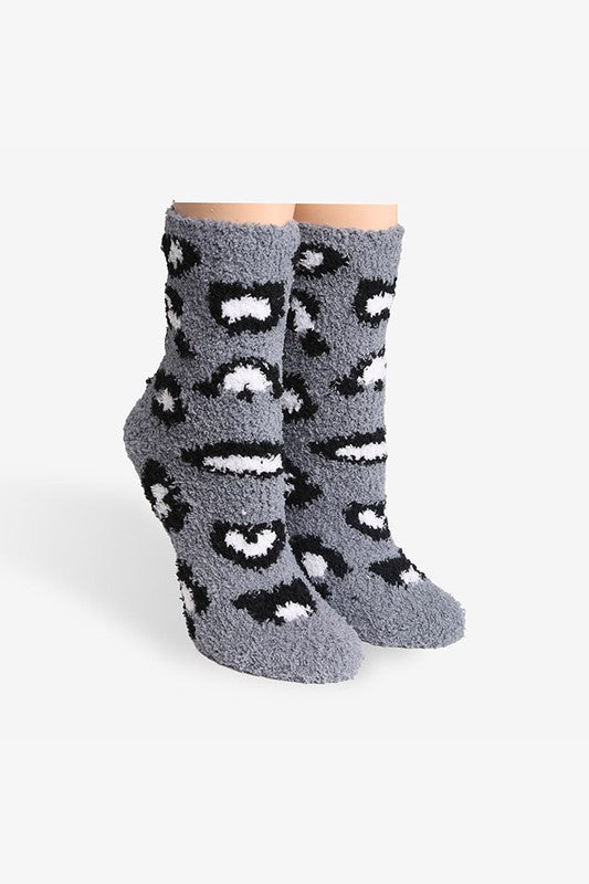 Leopard Print Fuzzy Socks