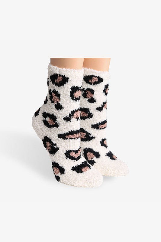 Leopard Print Fuzzy Socks