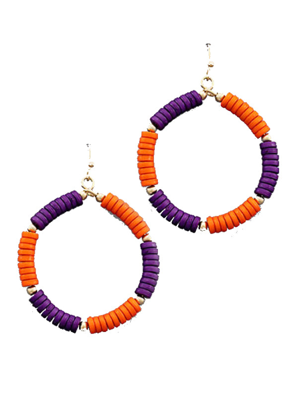 Orange & Purple Rubber Disk Circle Earrings