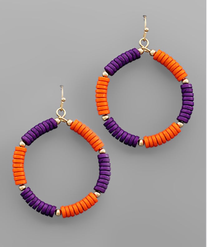 Orange & Purple Rubber Disk Circle Earrings