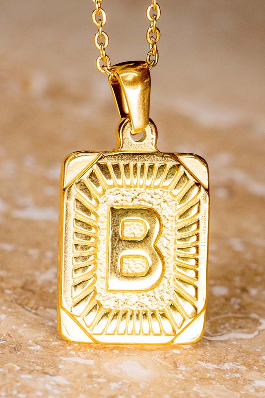 Rectangle Initial Pendant Necklace
