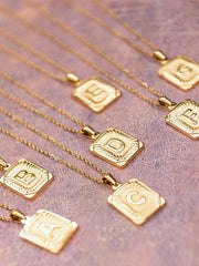 Rectangle Initial Pendant Necklace