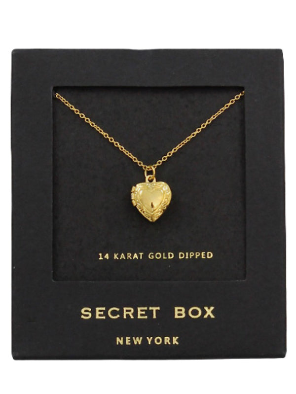 Secret Box Decorative Heart Locket Necklace