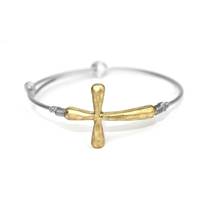 Laura Silver and Gold Cross Wired Bracelet