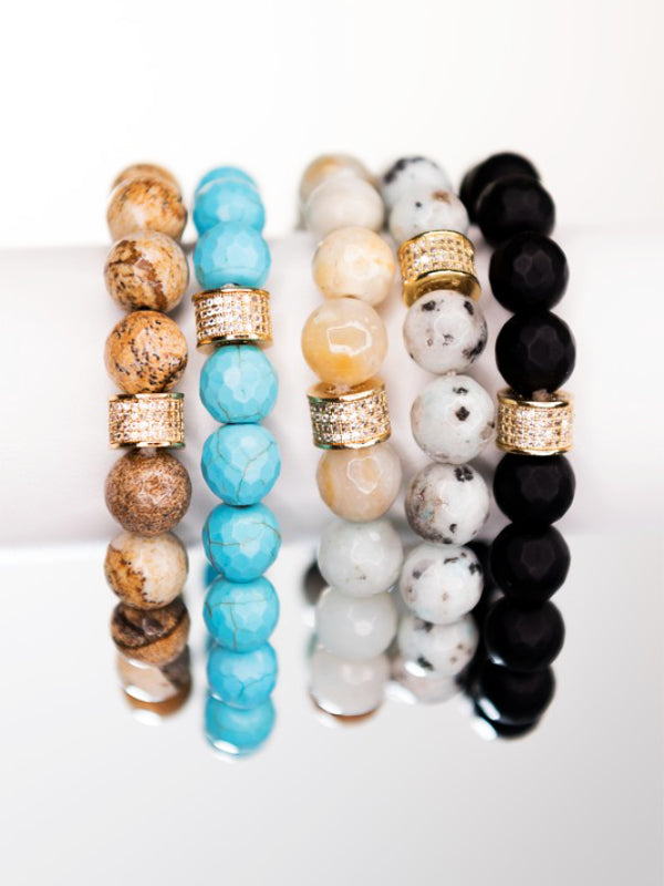 Stone and Gold Accent Bracelets